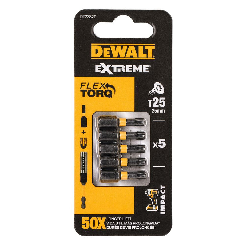 T25 x 5pc 25mm IR Torsion screwdriver bit (DeWALT DT7382T-QZ)