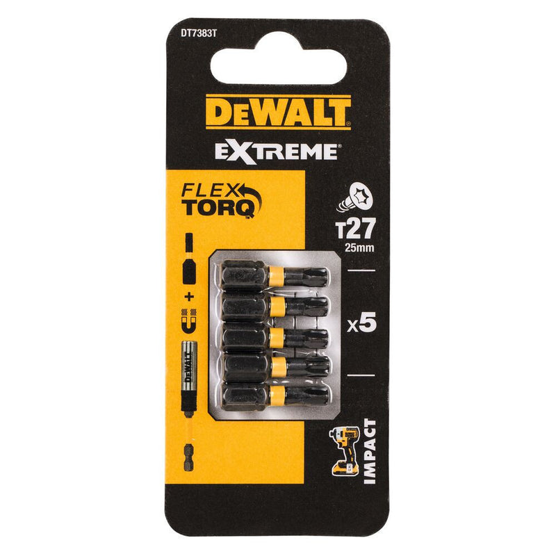 T27 x 5pc 25mm IR Torsion Screwdriver Bit (DeWALT DT7383T-QZ)