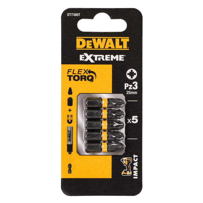 PZ3 x 5pc 25mm IR Torsion screwdriver bit (DeWALT DT7388T-QZ)