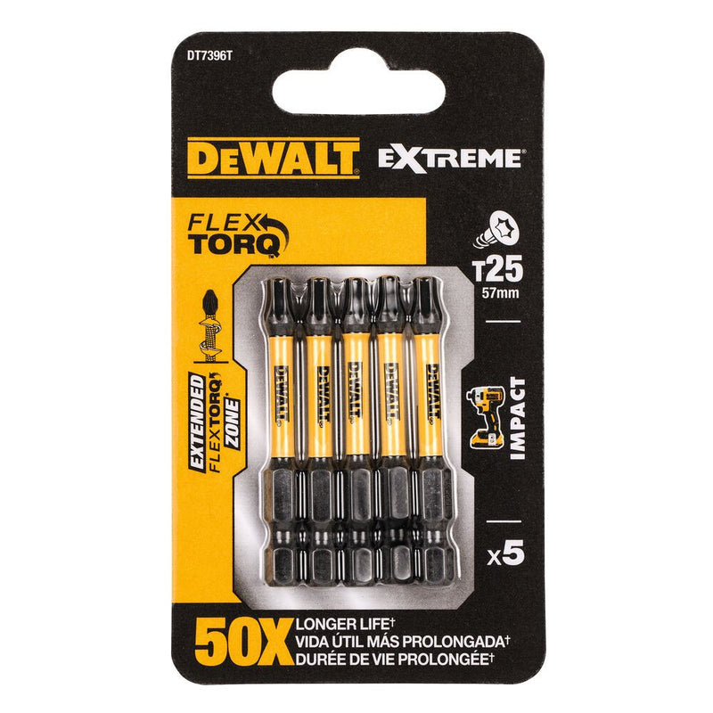 T25 x 5pc 50mm IR Torsion Screwdriver Bit (DeWALT DT7396T-QZ)