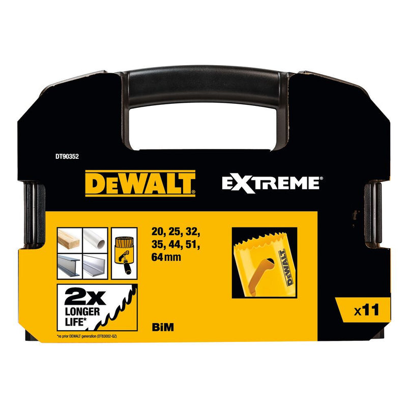 Extrem körkivágó készlet 20-64mm, HSS, bimetal, 11db-os  (DeWALT DT90352-QZ)