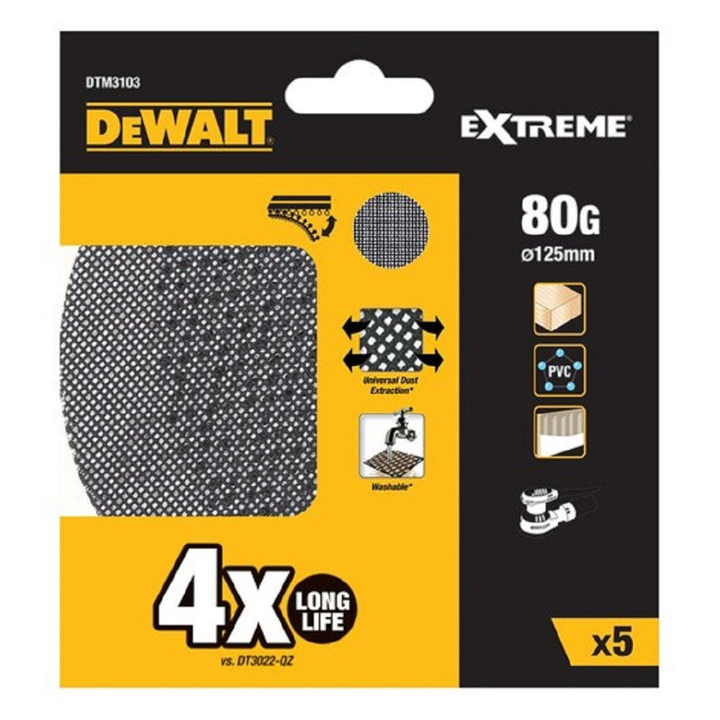 EXTREME EXCENTER Csiszolóháló 125mm 80G - 5db/cs (DeWALT DTM3103-QZ)