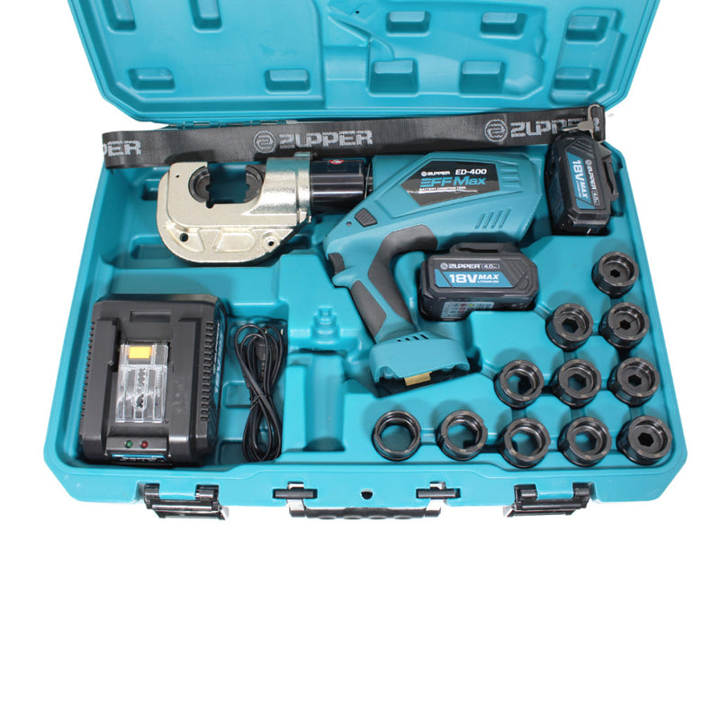 Cordless Hydraulic Crimping Tool (12T / 16-400mm²) 18V/2x4.0Ah (ZUPPER ED-400)