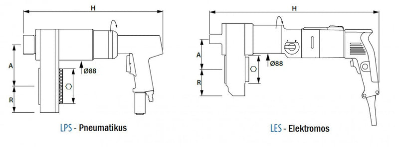 Torque wrenches for heat exchangers, pneumatic and electric versions (GEDORE LPS; LES) (GEDORE HEW)
