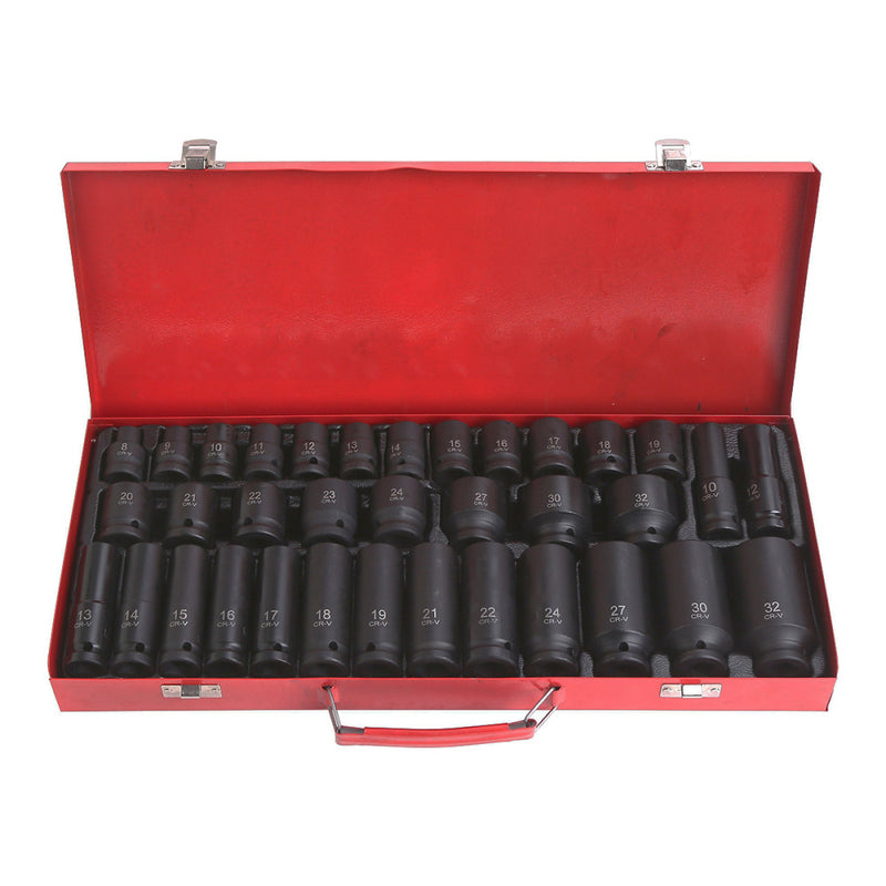 1/2" Impact Socket Set 35 pcs (L: 38-78mm, 8-32mm) (JQ-38-78-12-35set)