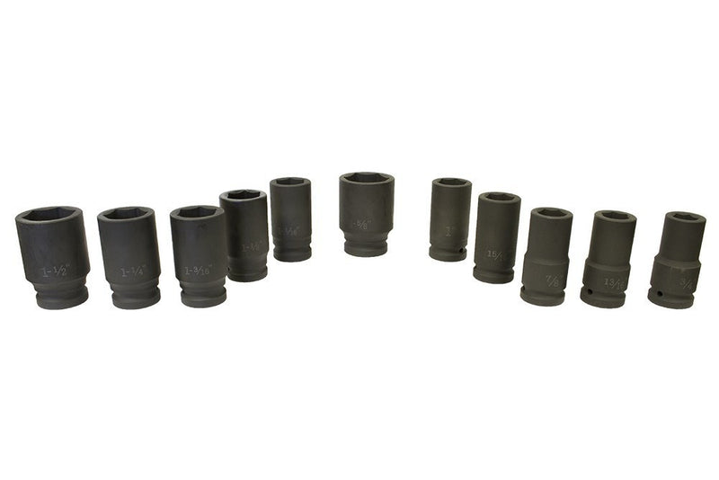 3/4" Drive Impact Socket Set 11pc (13/16"-1.5/8", L: 80mm) SAE (JQ-80-34-11set-SAE)