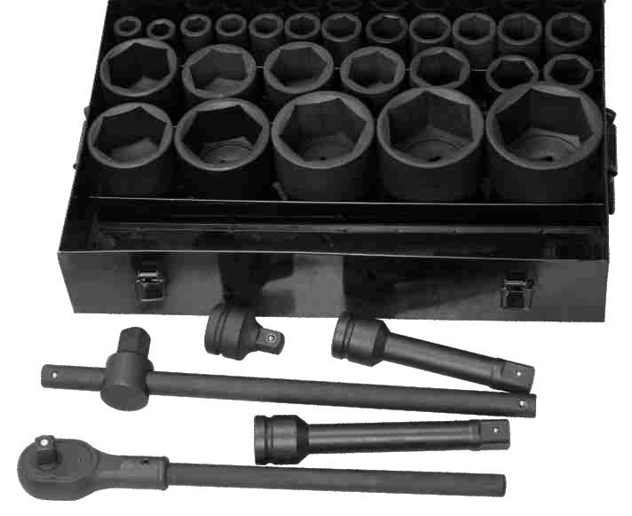 1" Machine Socket Wrench Set, 20 pcs (L: 90-100mm, 27-80mm) (JQ-90-1-20set)