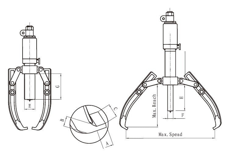 Csapágylehúzó, beépített hidraulikus tápegységgel, 2-3 karos, (20T, 50-400mm) (L-20)