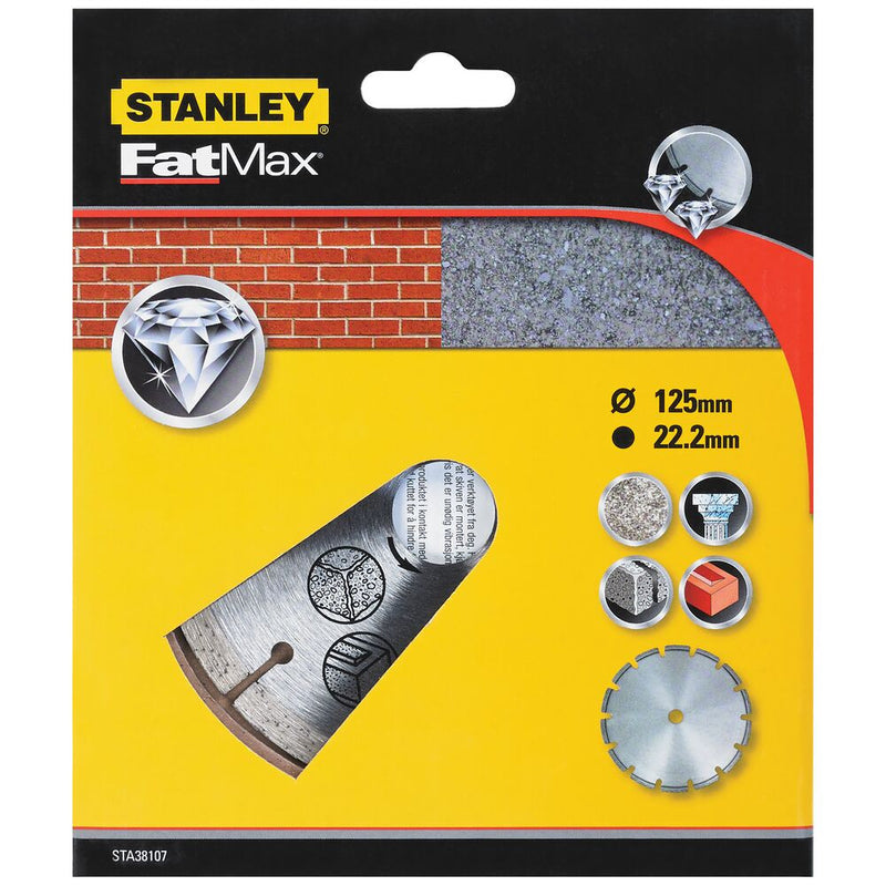 Szegmentált gyémánt vágótárcsa, 125 x 22,2 mm (STANLEY STA38107-XJ)