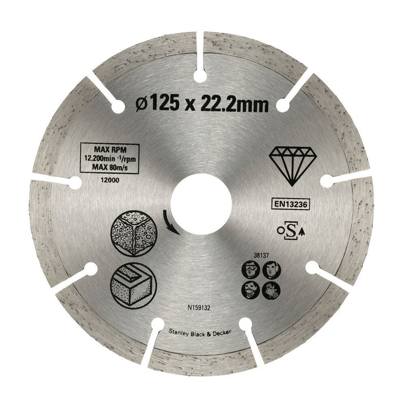 Diamond cutting disc for stone and brick, 125x22.2 mm (STANLEY STA38137-XJ)