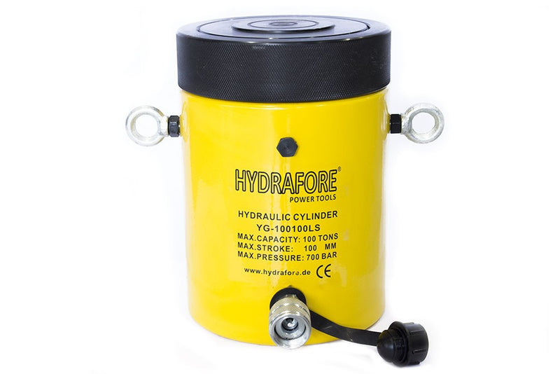 Egyszeres működésű biztosítóanyás hidraulikus munkahenger (100T, 100mm) (YG-100100LS)