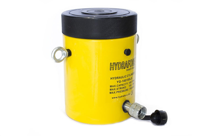 Egyszeres működésű biztosítóanyás hidraulikus munkahenger (100T, 100mm) (YG-100100LS)