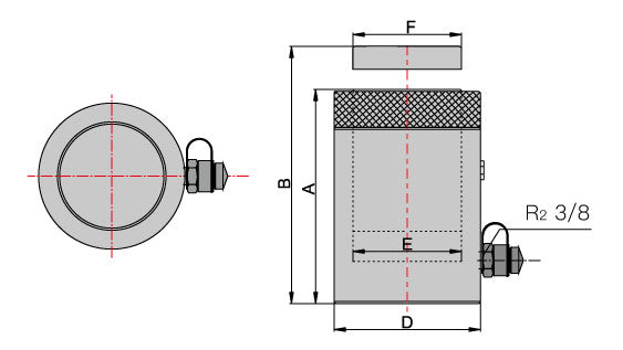 Egyszeres működésű biztosítóanyás hidraulikus munkahenger (100T, 100mm) (YG-100100LS)