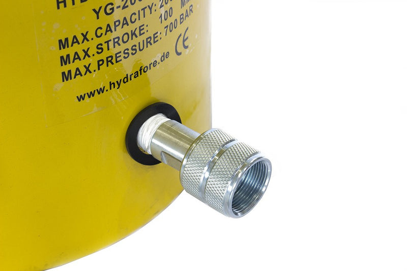 Egyszeres működésű biztosítóanyás hidraulikus munkahenger (200 T, 100mm) (YG-200100LS)