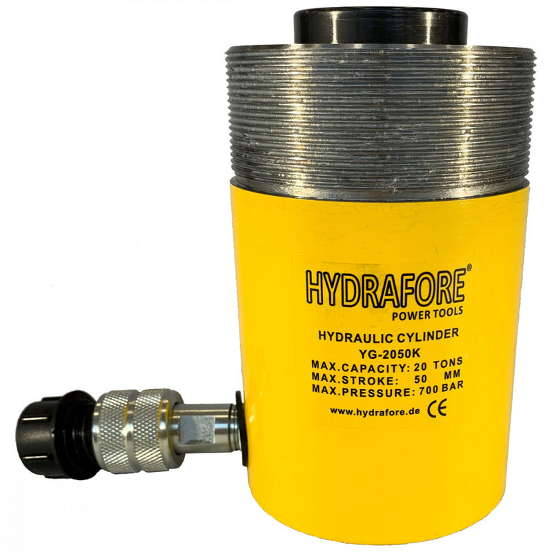 Egyszeres működésű, gallérmenetes, üreges hidraulikus munkahenger (20T, 50mm) (YG-2050KCT)