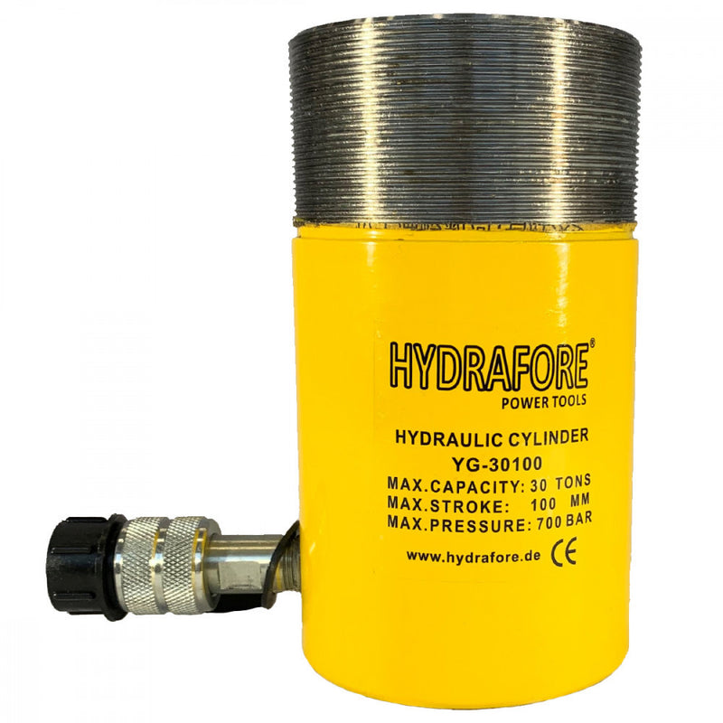 Single-acting hydraulic cylinder with collar thread (30T, 100mm) (YG-30100CT)