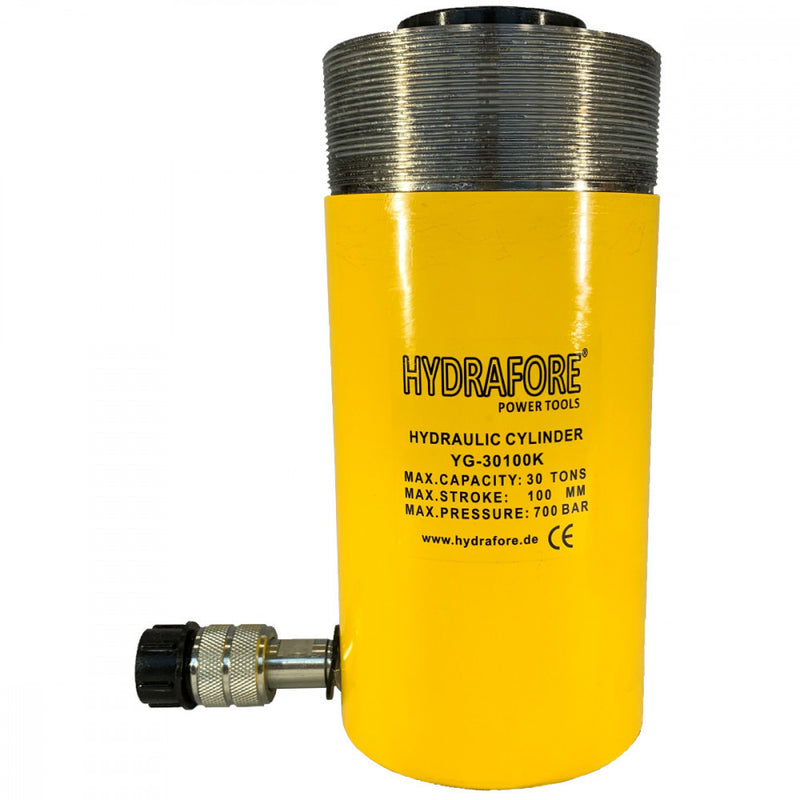 Single-acting Hollow Hydraulic Cylinder with Collar Thread (30T, 100mm) (YG-30100KCT)