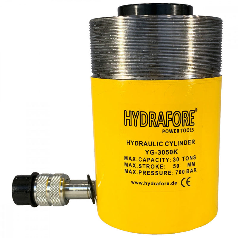Egyszeres működésű üreges, gallérmenetes hidraulikus munkahenger (30T, 50mm) (YG-3050KCT)