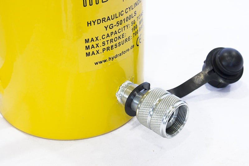 Egyszeres működésű biztosítóanyás hidraulikus munkahenger (50T, 100mm) (YG-50100LS)