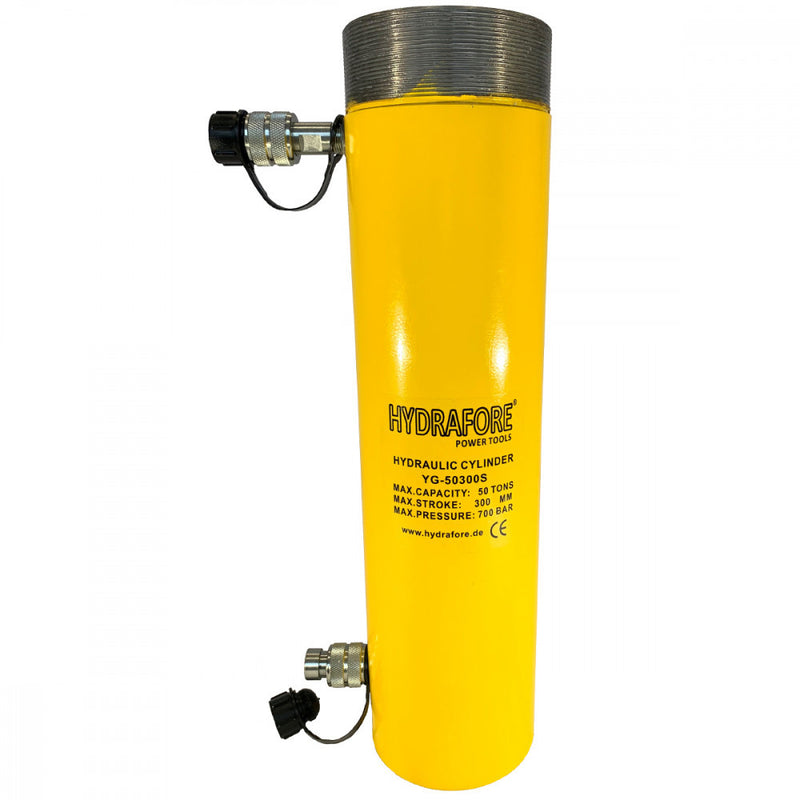 Double-acting, collar-threaded hydraulic cylinder (50T, 300mm) (YG-50300SCT)