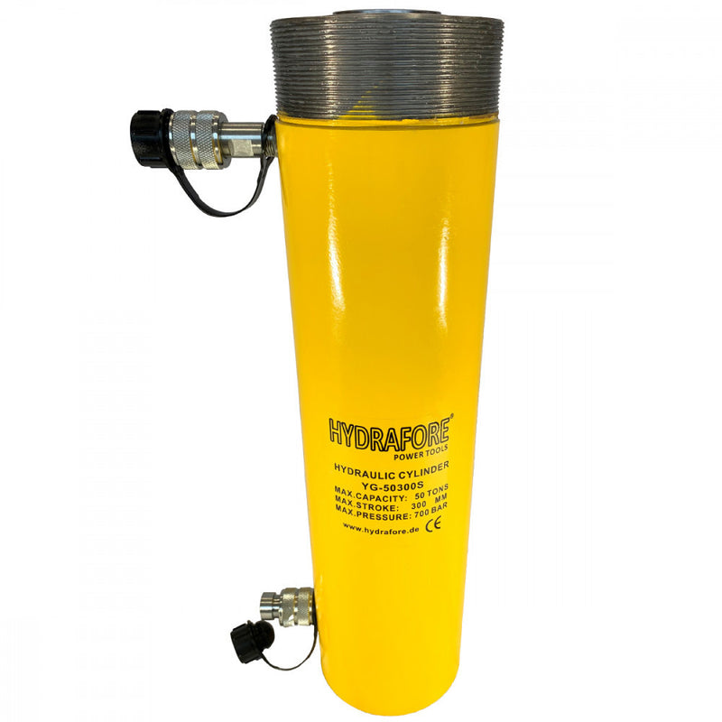Double-acting, collar-threaded hydraulic cylinder (50T, 300mm) (YG-50300SCT)