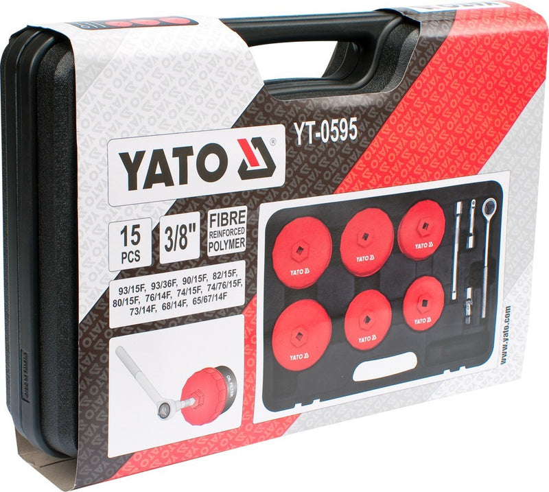 Oil Filter Cap Wrench Set (plastic) 3/8" 15 pcs (YATO YT-0595)