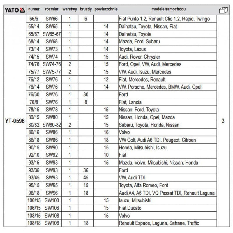YATO Oil Filter Wrench Set 30 pcs 3/8" (YT-0596)