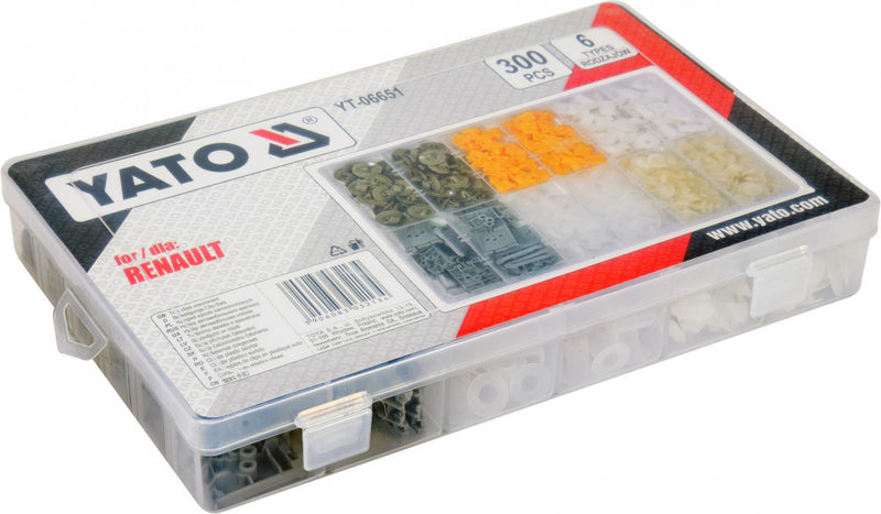 Upholstery clips and hole plugs kit for Renault, 300 pcs (YATO YT-06651)