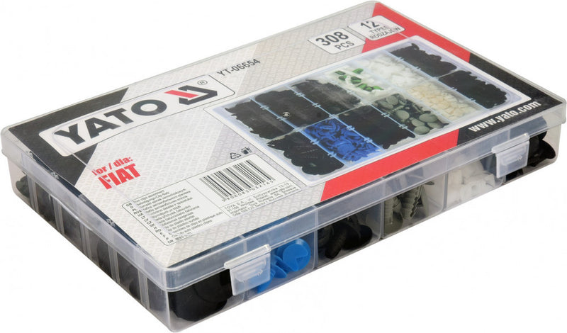 Upholstery fastener, hole plug set Fiat 308pcs (YATO YT-06654)