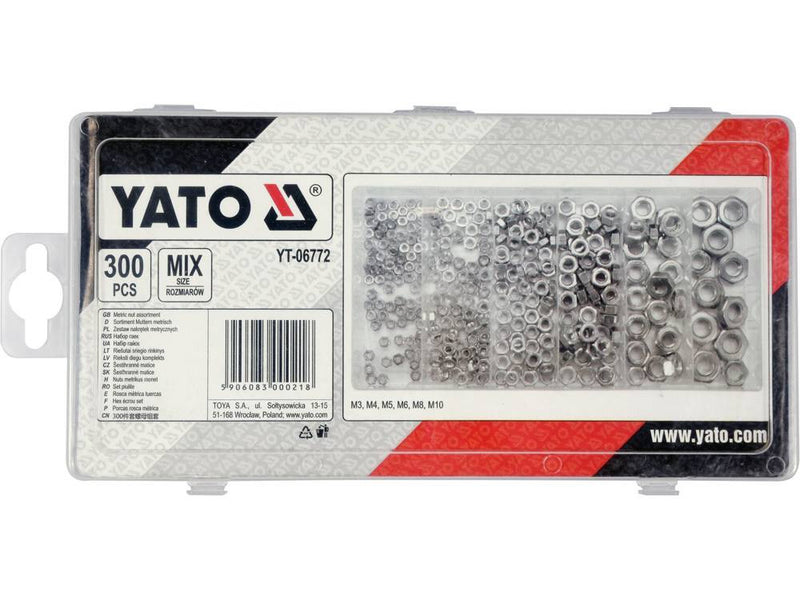 Hex nut set 300 pcs M3-M10 (YATO YT-06772)