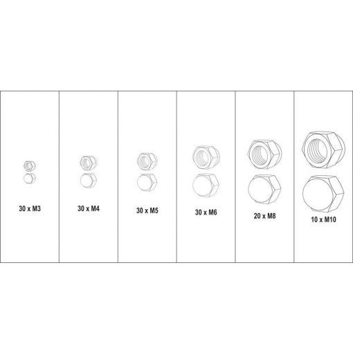 Hexagon Flange Nut Set M3-M10, 150 pcs (YATO YT-06775)