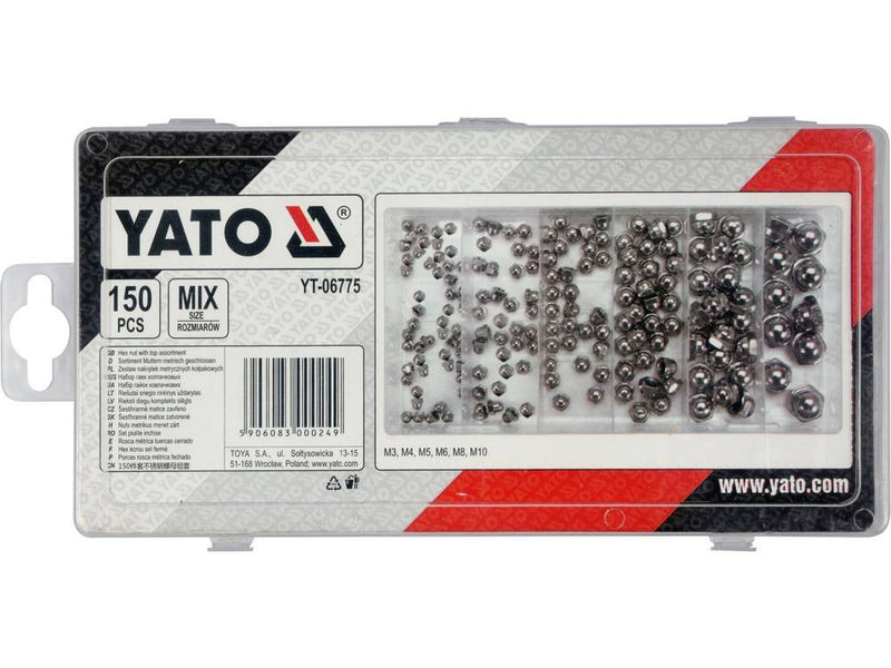 Hexagon Flange Nut Set M3-M10, 150 pcs (YATO YT-06775)
