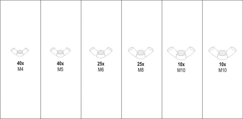 Wing Nut Set M4-M10, 150 pcs (YATO YT-06776)
