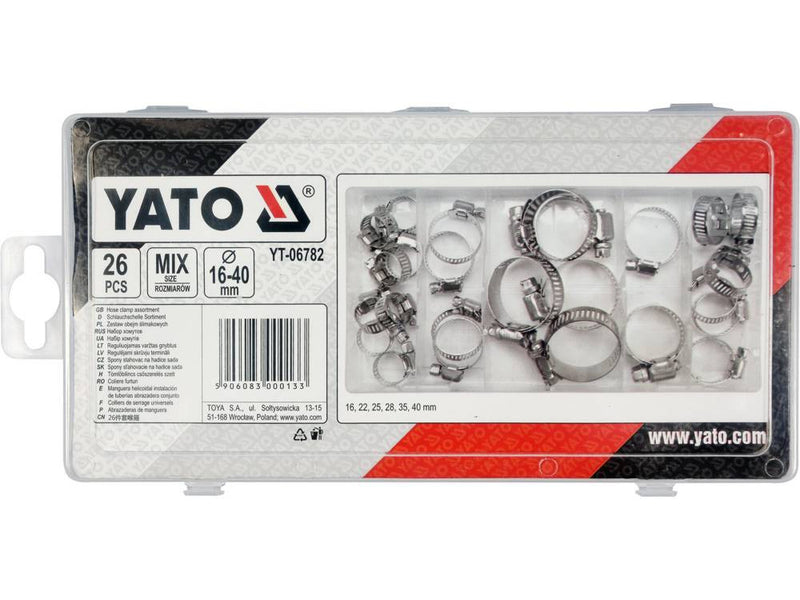 Horganyzott acél tömlőbilincs készlet 26 részes (YATO YT-06782)
