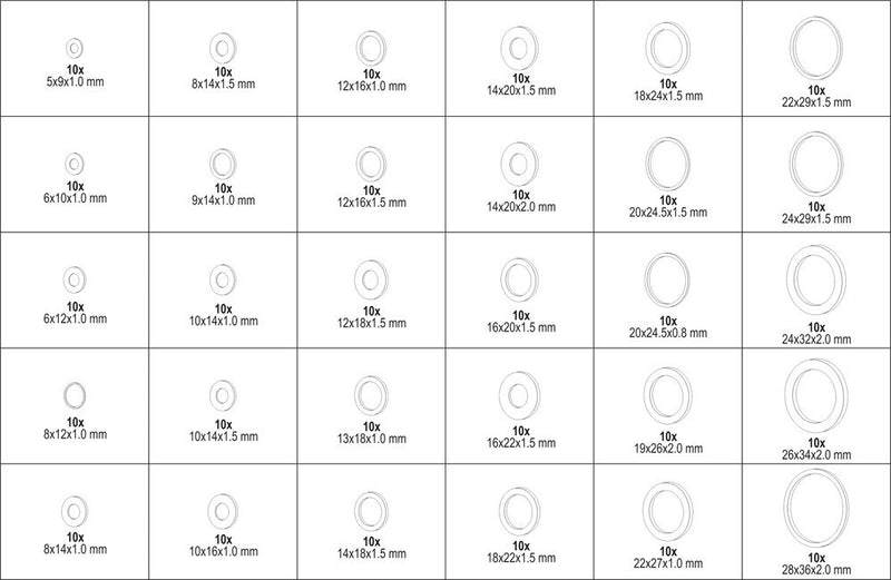 Copper washer set 300 pcs (YATO YT-06872)