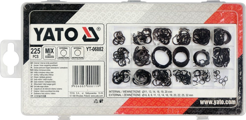 Seeger gyűrű készlet, külső-belső 225db (YATO YT-06882)