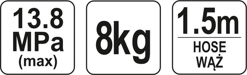 Kézi zsírzó pumpa, 13,8MPa, 8kg - 8L (YATO YT-07063)