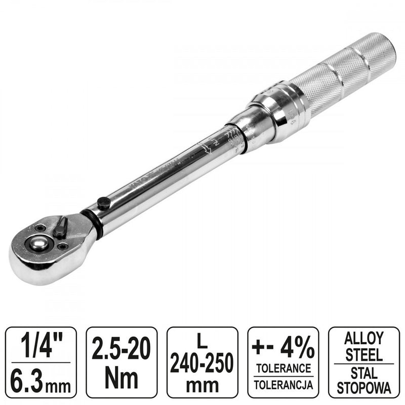 Nyomatékkulcs 1/4", 2.5-20Nm (YATO YT-07511)