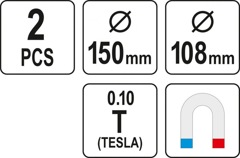 Magnetic dish set, 2 pcs Ø108 mm, Ø150 mm (YATO YT-08302)