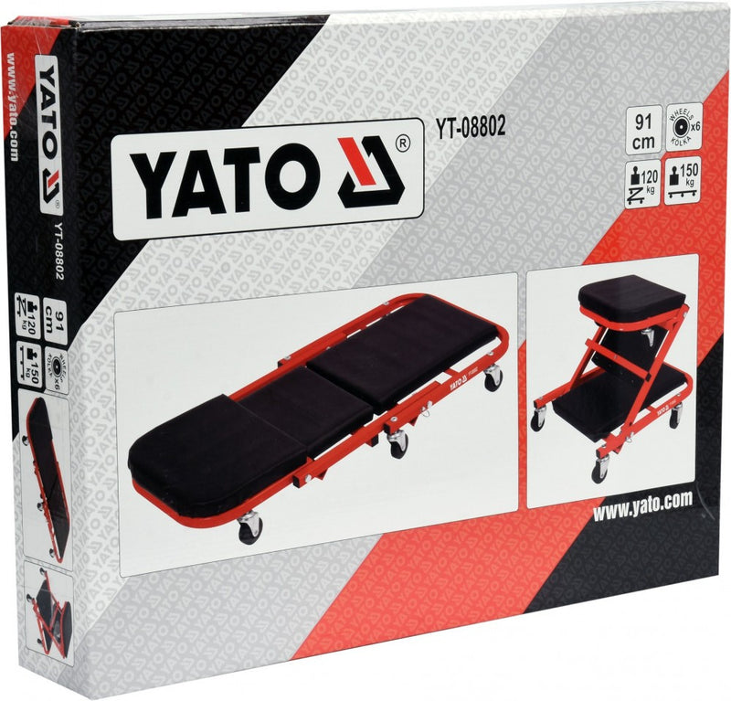 Fémvázas gurulós aláfekvő/szék fejtámlával, 91cm, max. 120/150 kg (YATO YT-08802)