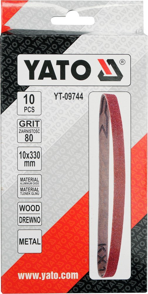 Csiszolószalag 10db/cs., 10x330 mm P80 (YATO YT-09744)