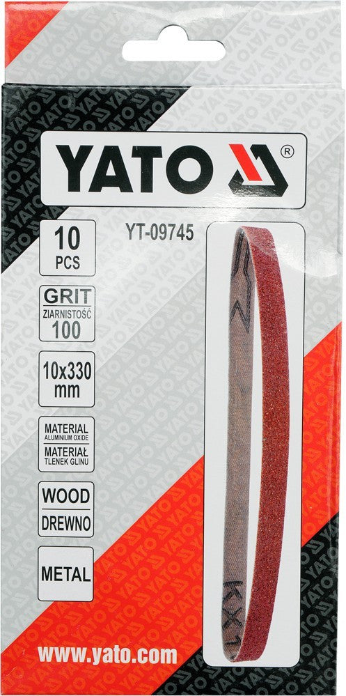 Csiszolószalag 10db/cs., 10x330mm P100 (YATO YT-09745)