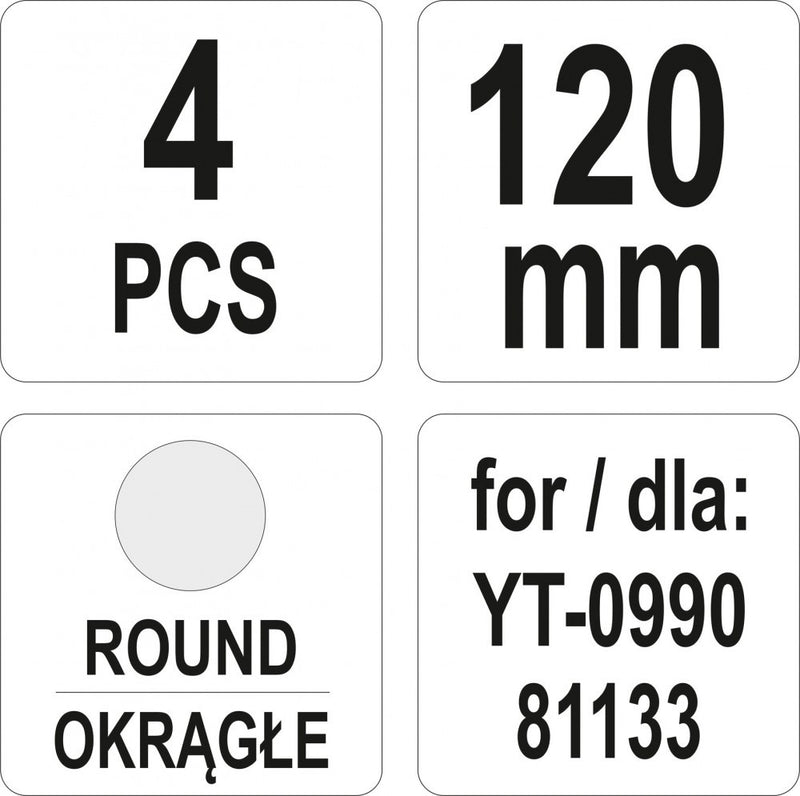 Vésőszár készlet YT-0990-hez (120mm) 4 darabos (YATO YT-09901)