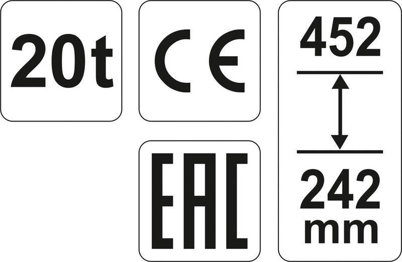 Palackemelő, 20 T, 242-452 mm (YATO YT-17007)