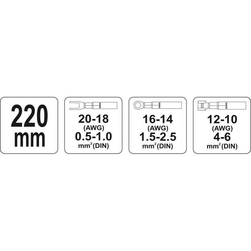Krimpelő és saruzó fogó ø 0.5-6.0 mm2/220 mm (YATO YT-2250)