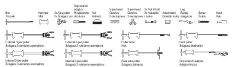 Slide hammer hub and bearing puller set 16 pcs (YATO YT-25391)