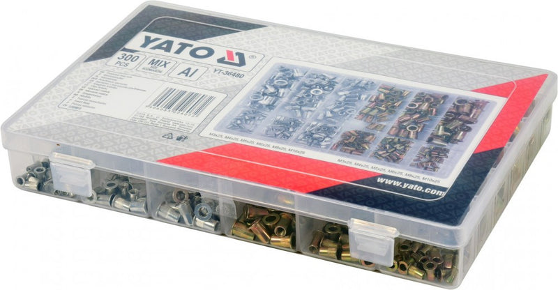 Rivet nut set, M3-M10, 300pcs (YATO YT-36480)