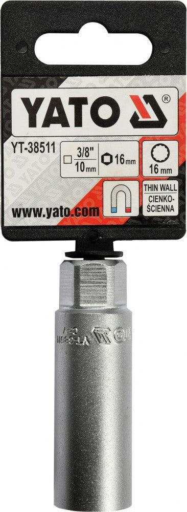 Thin wall spark plug socket 3/8"-16 mm (YATO YT-38511)