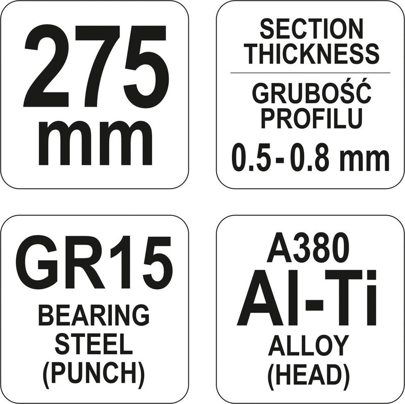 Drywall crimper / profile crimper (for drywall) 275 mm, d=0.5-0.8 mm (YATO YT-5130)