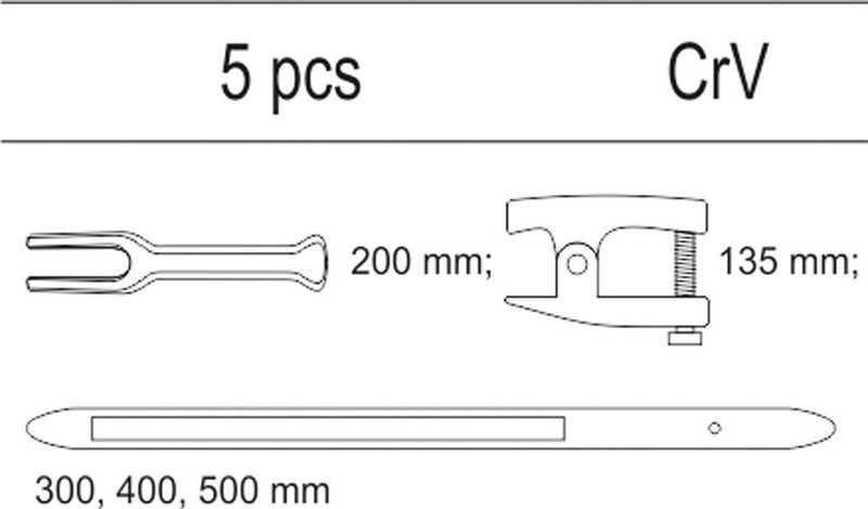 Gömbfej lehúzó és kinyomó készlet 5 részes (YATO YT-55477)